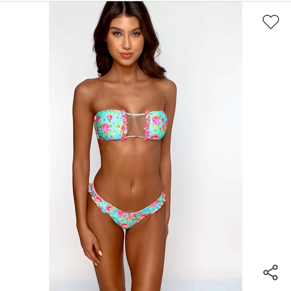 Luli Fama Floral Strapless Bikini Set